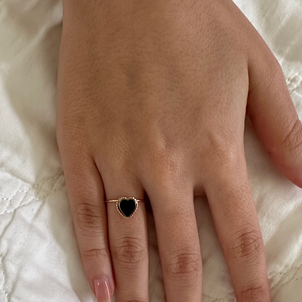14k real solid gold Onix Black Heart Ring